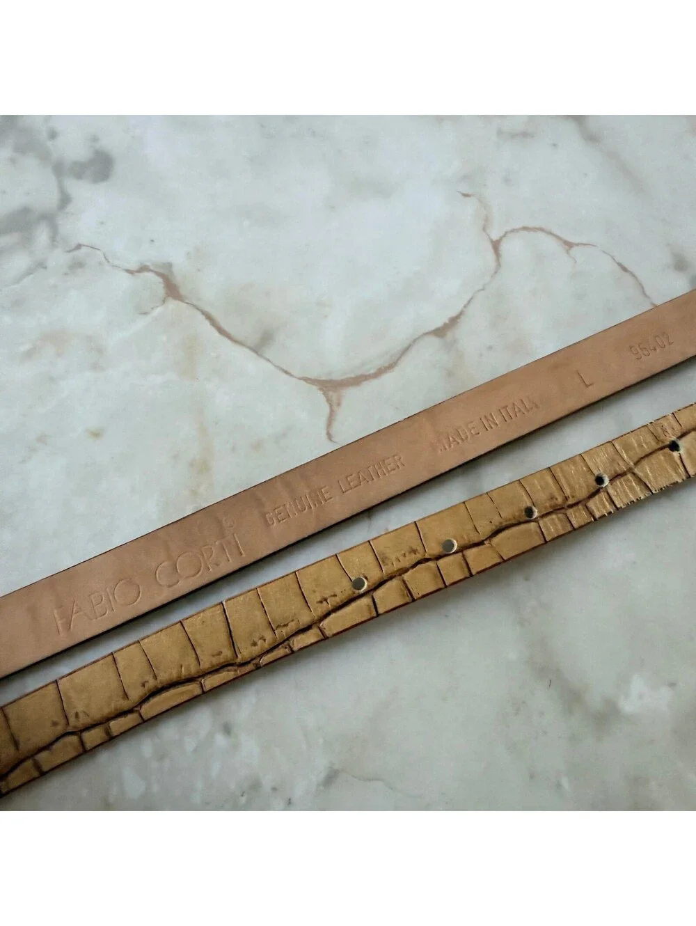 Fabio Corti Genuine Leather Crocodile Pattern Belt Made in Italy - Size L